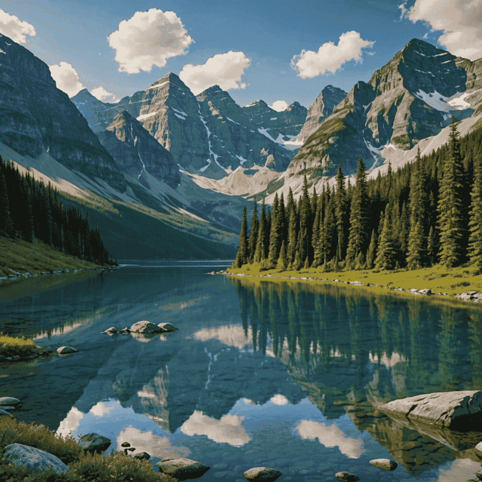 Scenic view of Canadian landscape with mountains, lakes, and forests, symbolizing the diverse beauty that can be explored on a budget