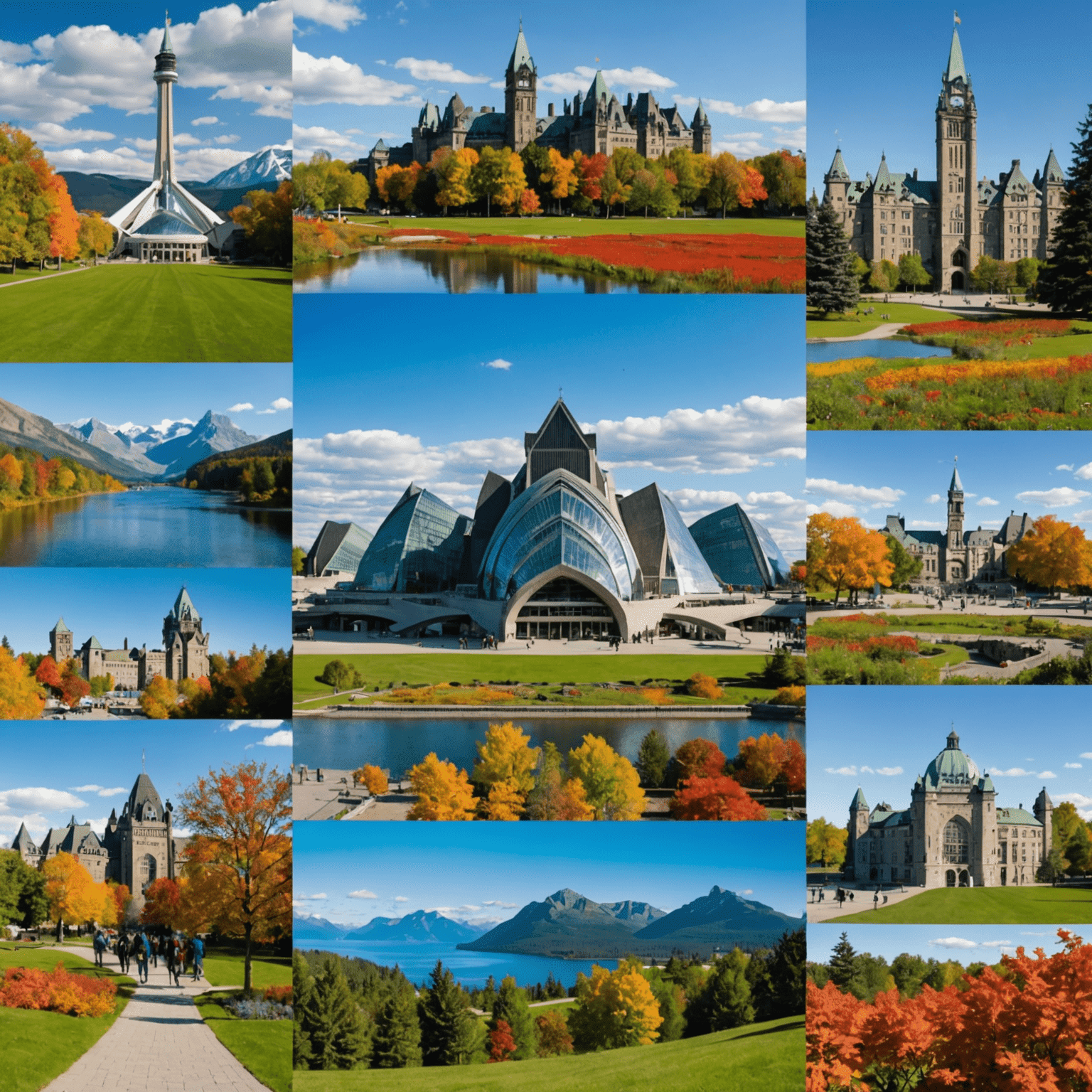 Collage of free Canadian attractions including museums, parks, and cultural events