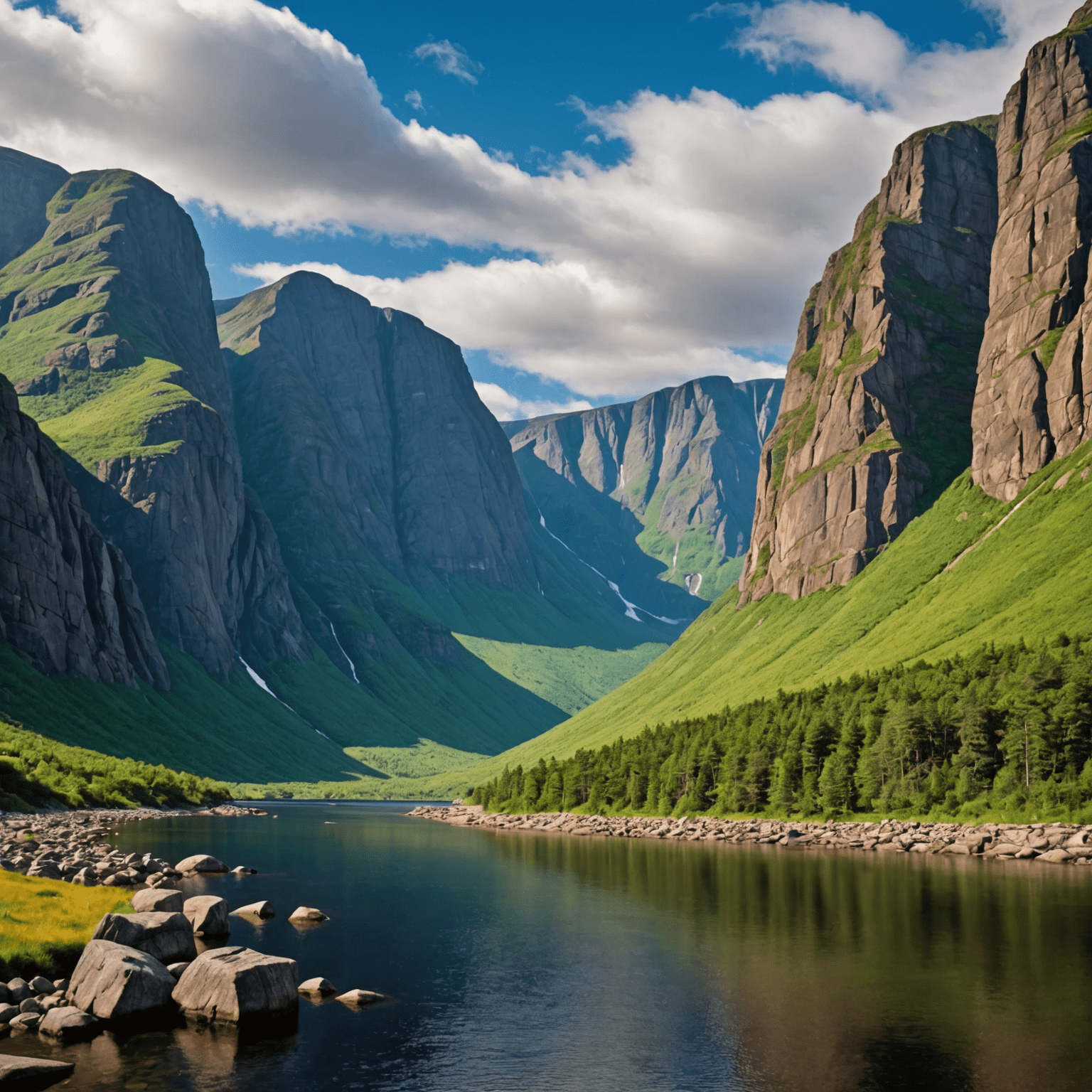 The stunning fjord-like scenery of Western Brook Pond in Gros Morne National Park, with towering cliffs and waterfalls